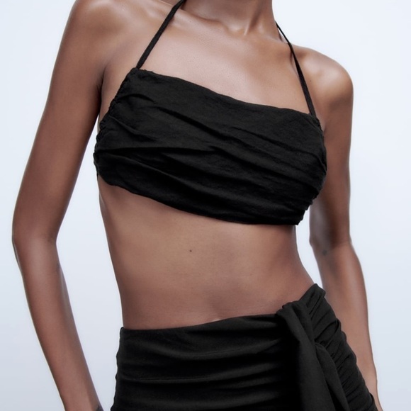 Zara Linen Bandeau Top Black🩷 - Picture 2 of 5